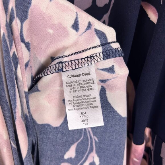 Coldwater Creek Maxi Dress Women 24W Navy Pink Floral Shift Stretch Cocktail NWT - Picture 9 of 12